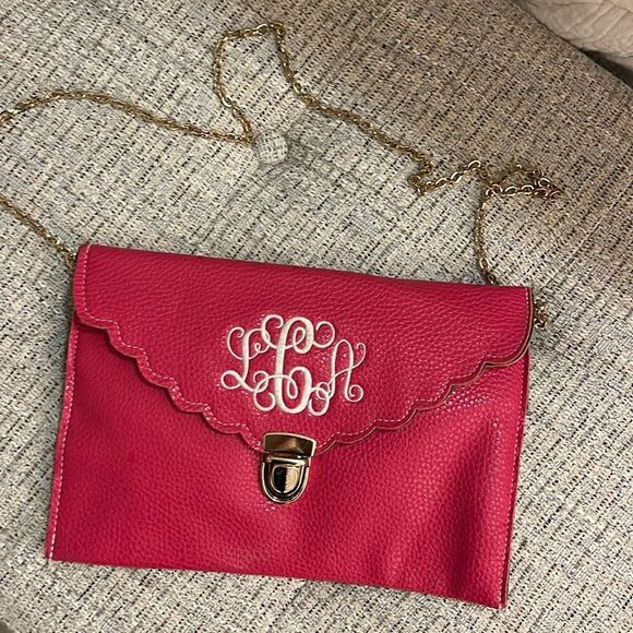 Monogram  Hot Pink Clutch  LCA - Picture 1 of 6